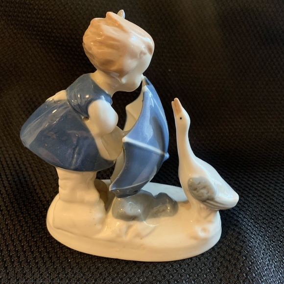 Vintage Carl Schneider Grafenthal Porcelain Figurine Girl Goose Umbrella 1950s - Picture 3 of 8